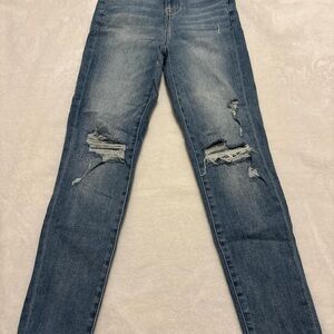 American Eagle Outfitters Womens Ripped Blue Skinny Jeans